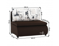 Rozkladacie kreslo s úložným priestorom Keny New - hnedá / vzor (Paris 03)