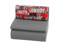 Rozkladacie kreslo s úložným priestorom Keny New - sivá / vzor (Tokyo red)