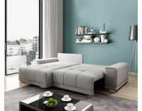 Rohová sedačka s rozkladom a úložným priestorom Kevan L/P - tmavosivá