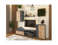 Obývacia stena Kevin - grafit / dub wotan