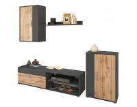 Obývacia stena Kevin - grafit / dub wotan
