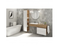 Kúpeľňová skrinka pod umývadlo Kiara KJ - dub riviera / biely lesk