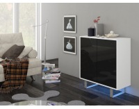 Komoda King KIN-03 - biela / čierny lesk