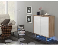 Komoda King KIN-03 - sonoma svetlá / biely lesk