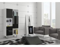 Regál King KIN-06 - biela / čierny lesk