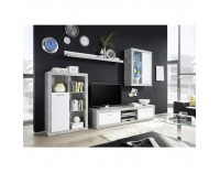 Obývacia stena s osvetlením Klark - biela / betón