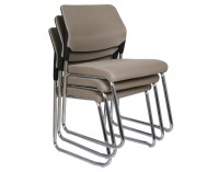 Konferenčná stolička Kledi - svetlohnedá / chróm
