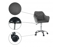 Kancelárske kreslo Klian - sivá (Velvet) / chróm