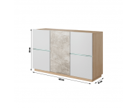 Komoda Laguna 135 - dub jantár / biely mat / betón