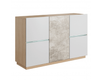 Komoda Laguna 135 - dub jantár / biely mat / betón