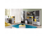 Komoda Matel B3 - biela / sivý grafit / enigma