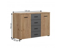 Komoda Utah - dub grandson zlatý / uni sivá