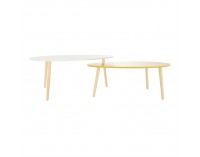 Konferenčný stolík (2 ks) Doblo - biely lesk / žltomedový lesk