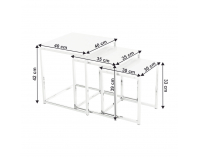 Konferenčný stolík (3 ks) Enisol Typ 3 - biely vysoký lesk