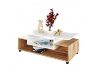 Konferenčný stolík na kolieskach Dalen - biela / dub wotan