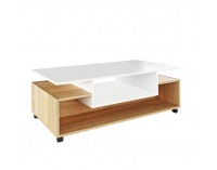Konferenčný stolík na kolieskach Dalen - biela / dub sonoma