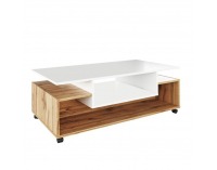 Konferenčný stolík na kolieskach Dalen - biela / dub wotan