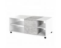 Konferenčný stolík na kolieskach Delimaro - biela / betón