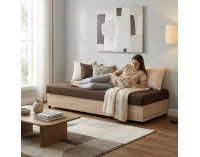 Jednolôžková posteľ (váľanda) s úložným priestorom Konri - dub sonoma / hnedá