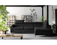 Rohová sedačka s rozkladom a úložným priestorom Korense P - čierna (Velvet Mat 99)