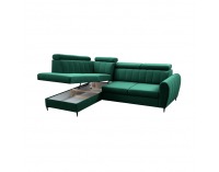 Rohová sedačka s rozkladom a úložným priestorom Korio L L - smaragdová / čierna