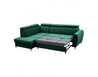 Rohová sedačka s rozkladom a úložným priestorom Korio L L - smaragdová / čierna