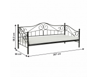 Kovová jednolôžková posteľ s roštom Daina 90x200 cm - čierna