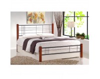 Kovová jednolôžková posteľ s roštom Viera 120 - čerešňa antická / čierna