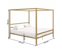 Kovová manželská posteľ s roštom Takara 160x200 cm - zlatá