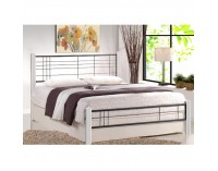 Kovová manželská posteľ s roštom Viera 160 - biela / čierna