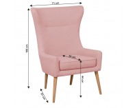 Kreslo (ušiak) Fador - ružová / buk
