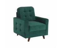 Kreslo Medlin - smaragdová / orech