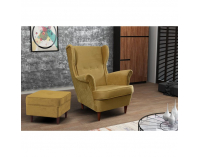 Kreslo (ušiak) Rufino - béžovozlatá / orech