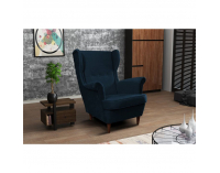 Kreslo (ušiak) Rufino - modrá / orech