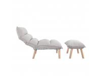 Kreslo s podnožkou Banks - krémová / buk