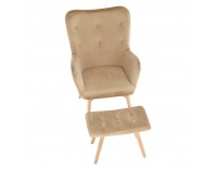 Kreslo s taburetkou Lager New - béžová / buk