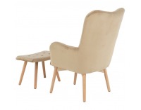 Kreslo s taburetkou Lager New - béžová / buk