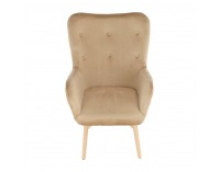 Kreslo s taburetkou Lager New - béžová / buk