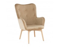 Kreslo s taburetkou Lager New - béžová / buk
