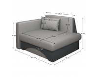 Rozkladacie kreslo s úložným priestorom Kuboš New L- sivá / tmavosivá