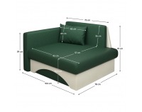 Rozkladacie kreslo s úložným priestorom Kuboš New L- zelená / béžová