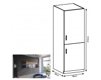 Kuchynská skrinka na vstavanú chladničku Langen D60ZL P - dub artisan / sivá