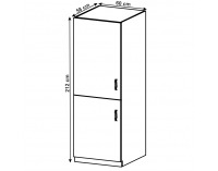 Kuchynská skrinka na vstavanú chladničku Layla D60ZL L - sivá matná / biela