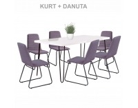 Jedálenský stôl Kurt - biely vysoký lesk / čierna