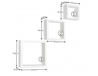 Poličky (3 ks) Kvadro New DR-WS-6103 - biela