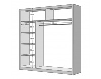 Šatníková skriňa s posuvnými dverami Ladder 203 - biela / dub craft