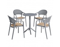 Záhradná stolička Ladis - sivá / béžová