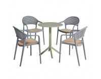 Záhradná stolička Ladis - sivá / béžová