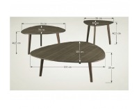 Konferenčný stolík (3 ks) Ladon - sivá / čierna