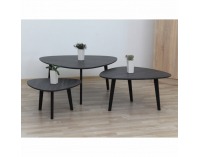 Konferenčný stolík (3 ks) Ladon - sivá / čierna